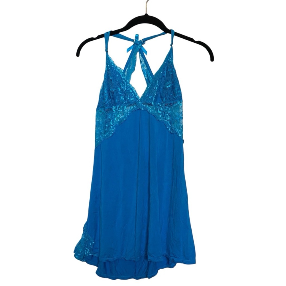 Avid Love Blue Lace Halter Dress Lingerie